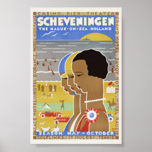 Póster Scheveningen La Haya en el mar. Holland Vintage