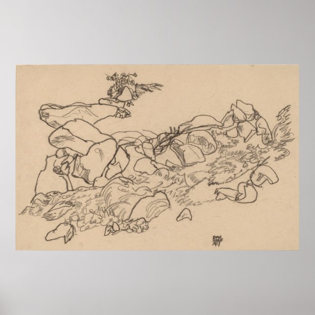 Póster Schiele - Arroyo de Montaña 1917 (Frente)