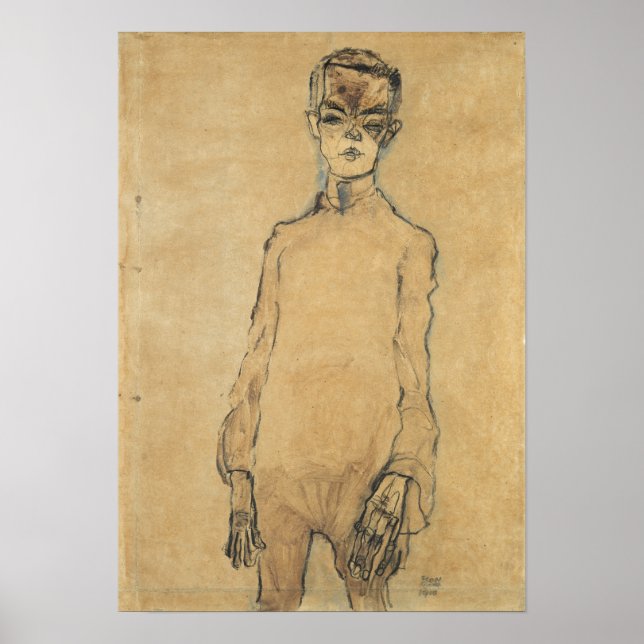 Póster Schiele - Autorretrato 1910 (Frente)