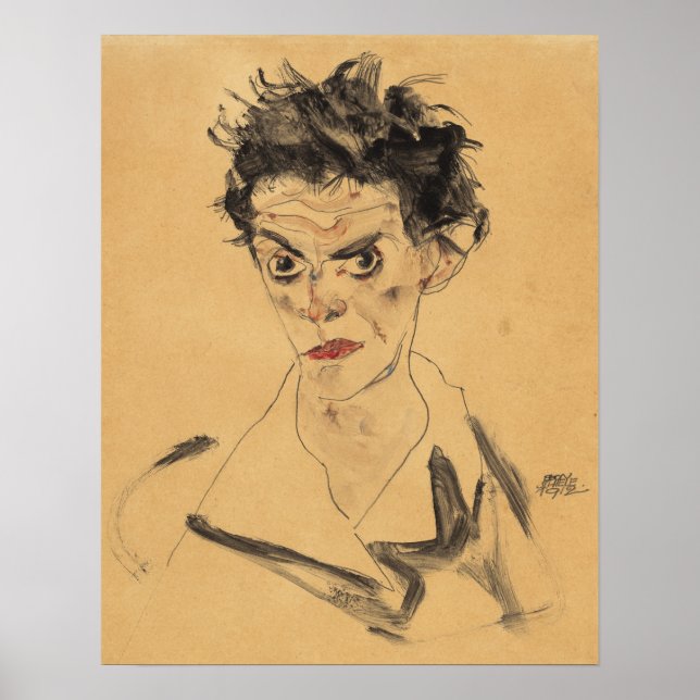 Póster Schiele - autorretrato 1912 (Frente)