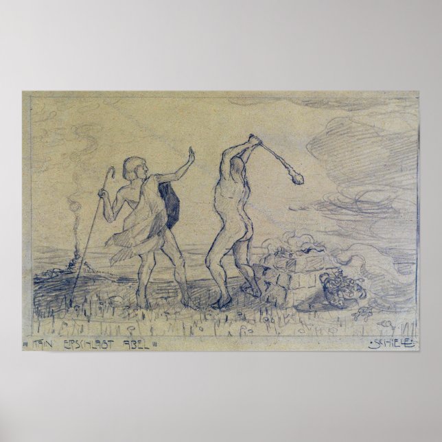 Póster Schiele - Caín mata a Abel 1905 (Frente)