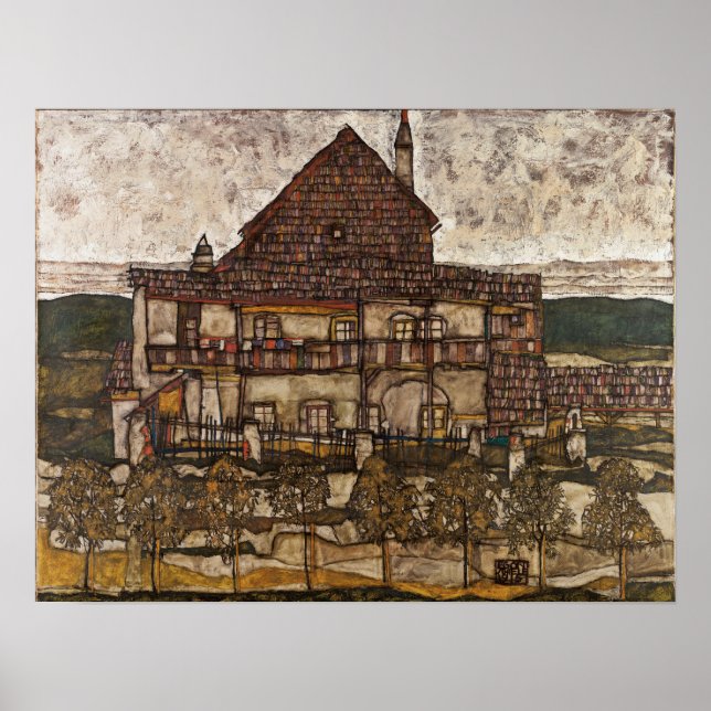 Póster Schiele - Casa con tejado de ripias (Casa vieja) (Frente)