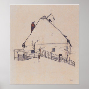 Póster Schiele - Casa con torre de campana 1912