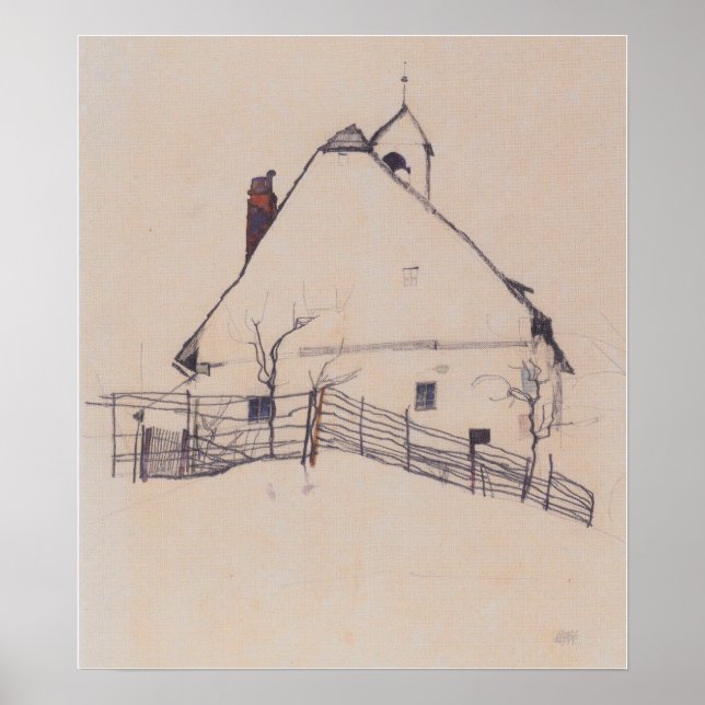 Póster Schiele - Casa con torre de campana 1912 (Frente)