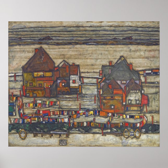 Póster Schiele - Casas Coloridas 1914 (Frente)