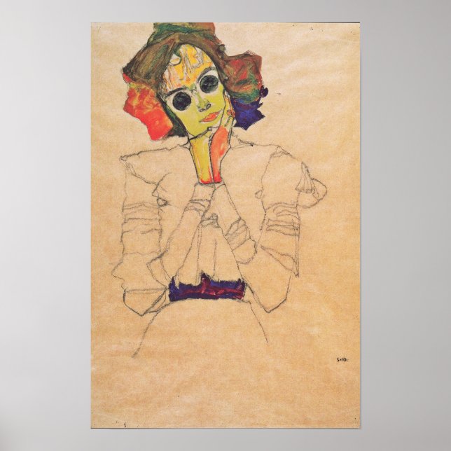 Póster Schiele - Chica Con Gafas De Sol 1910 (Frente)