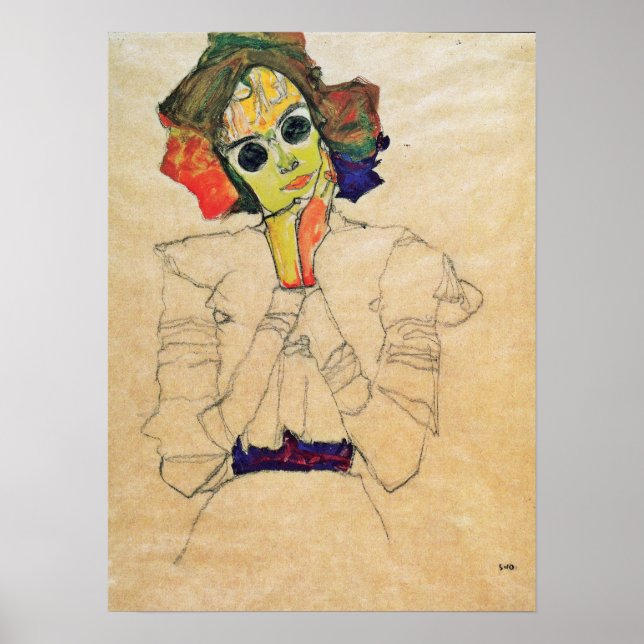 Póster Schiele - Chica Con Gafas De Sol 1910 (Frente)
