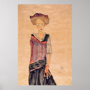 Póster Schiele - Chica de pie 1910
