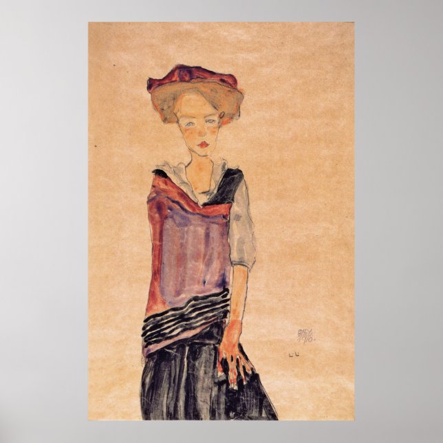Póster Schiele - Chica de pie 1910 (Frente)