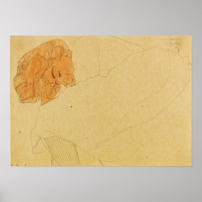 Póster Schiele - Chica durmiente 1908 (Frente)