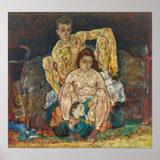 Póster Schiele - Crouching Couple (The Family) (Frente)