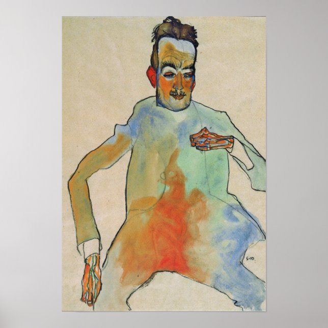 Póster Schiele - El violonchelista 1910 (Frente)