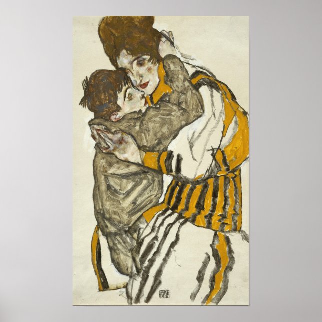 Póster Schiele - Esposa con su pequeño sobrino (Frente)