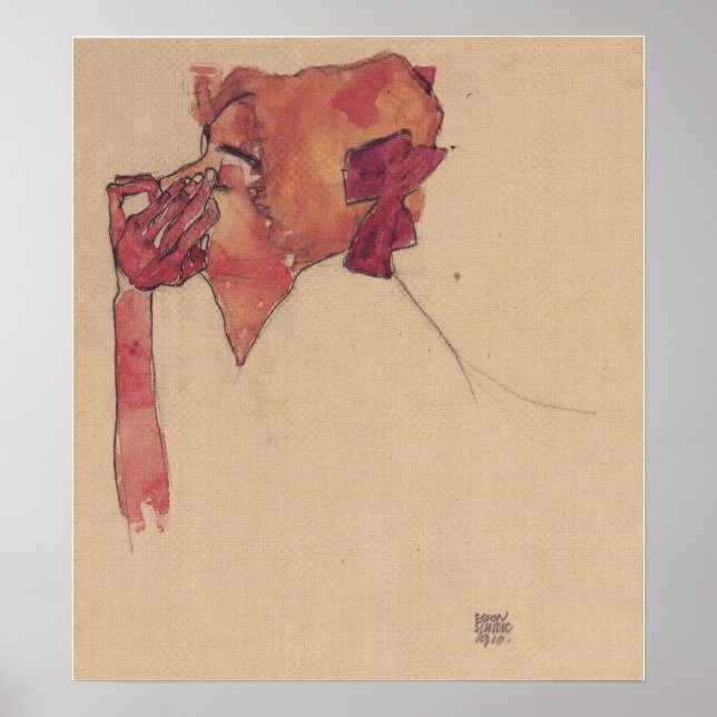 Póster Schiele - Gerti Con Malla Del Pelo 1910 (Frente)