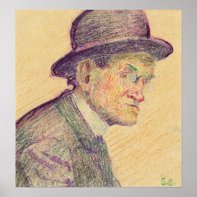 Póster Schiele - Hombre con sombrero Bowler 1910 (Frente)