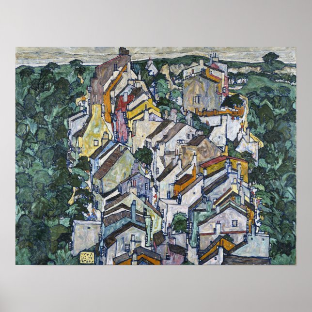 Póster Schiele - La ciudad entre la vegetación (la ciudad (Frente)