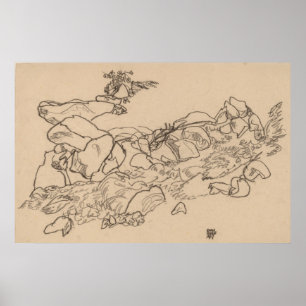 Póster Schiele - Mountain Stream 1917