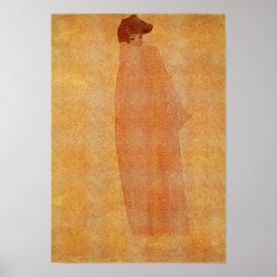 Póster Schiele - Mujer De Pie Con Un Lant Largo