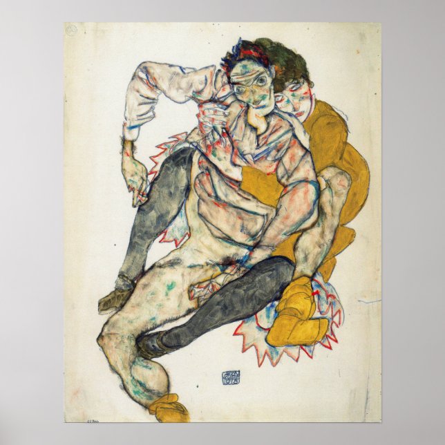 Póster Schiele - Pareja sentada 1915 (Frente)