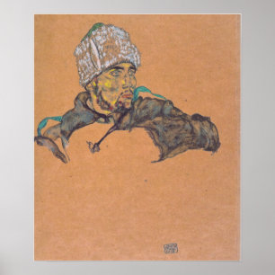 Póster Schiele - Prisionero de guerra ruso con sombrero d
