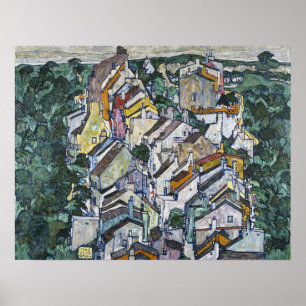 Póster Schiele - Pueblo entre vegetación (La ciudad vieja