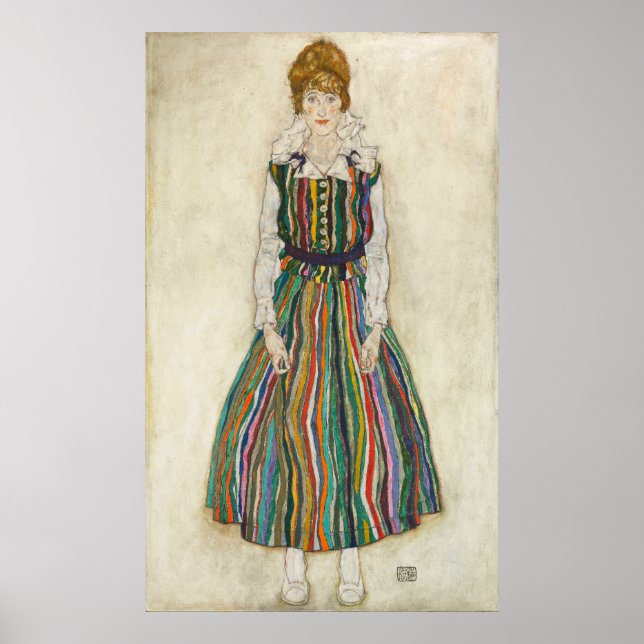 Póster Schiele - Retrato de Edith (la esposa del artista) (Frente)