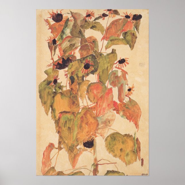 Póster Schiele - Sunflowers 1911 (Frente)
