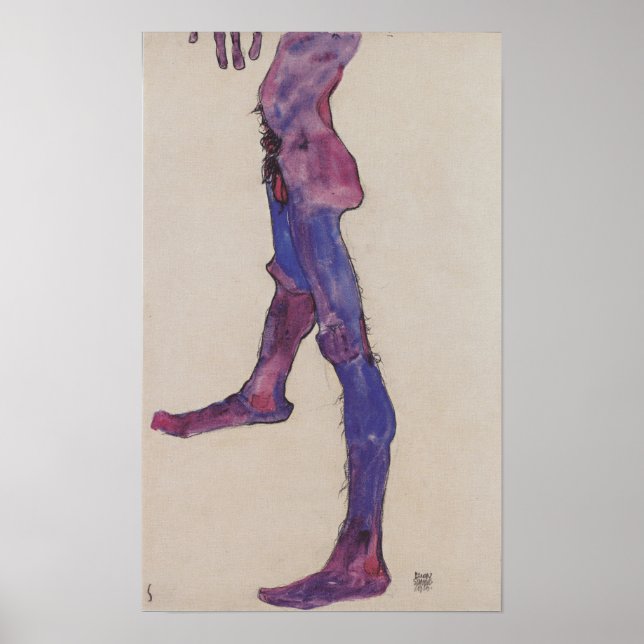 Póster Schiele - Torso abdominal masculino 1910 (Frente)