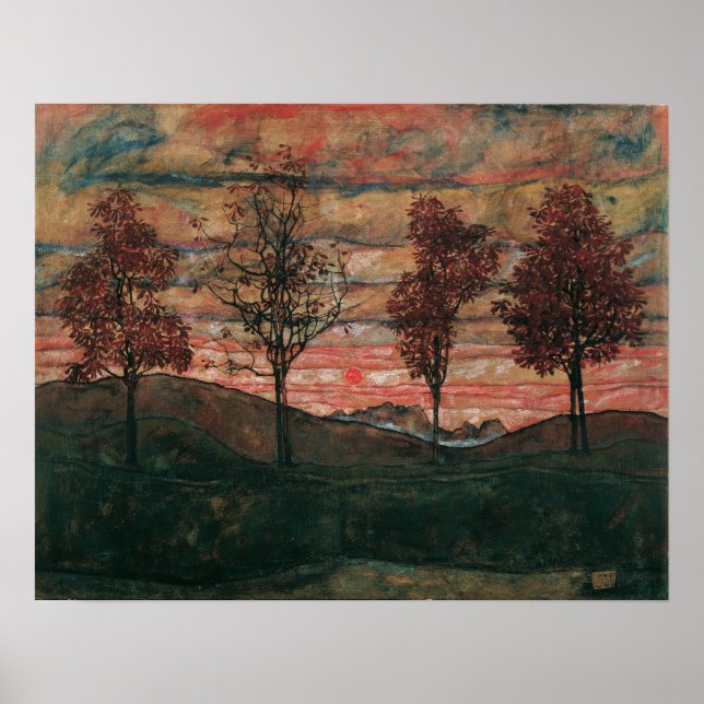 Póster Schiele - Vier Baume (Frente)