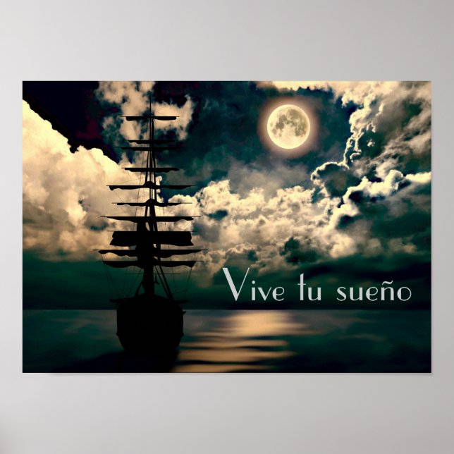 Póster Schiff bei Vollmond Poster (Frente)