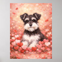 Schnauzer de San Valentín con Corazones