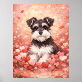 Póster Schnauzer de San Valentín con Corazones