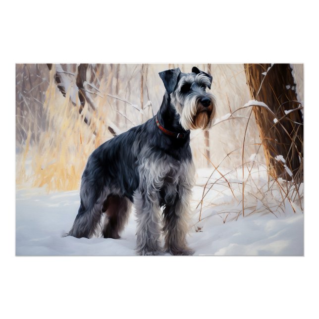 Póster Schnauzer Deja que nieve Navidad (Anverso)