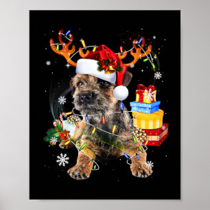 Póster Schnauzer en miniatura con luces de Navidad Xm