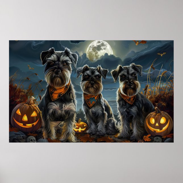 Póster Schnauzer Halloween Spooky (Frente)
