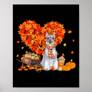 Póster Schnauzer Otumn Tree Fall deja el amor por los per