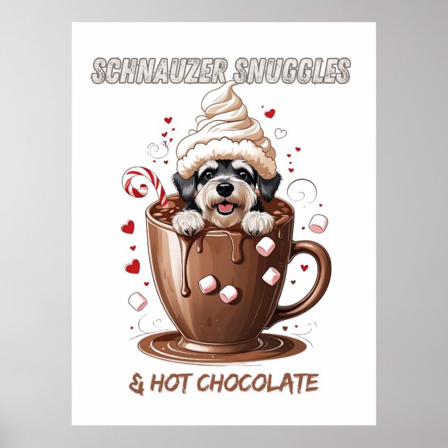 Póster Schnauzer Snuggles & Hot Chocolate – Cozy Season P (Frente)