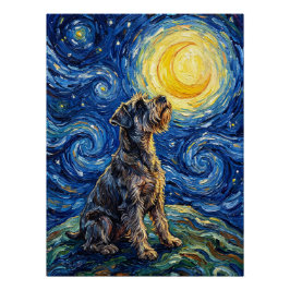 Póster Schnauzer Starry Night Painting
