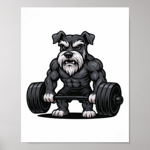 Póster Schnauzer Weightlifer Bodybuilder Workout Gym Do