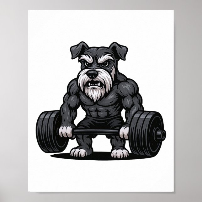 Póster Schnauzer Weightlifer Bodybuilder Workout Gym Do (Frente)