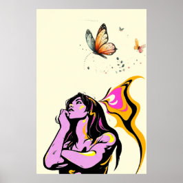 Póster Schönheit und Schmetterlinge - Illustration