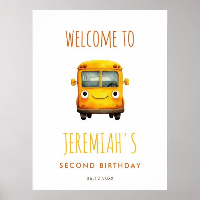 Póster School Bus Birthday Party Welcome Poster (Frente)