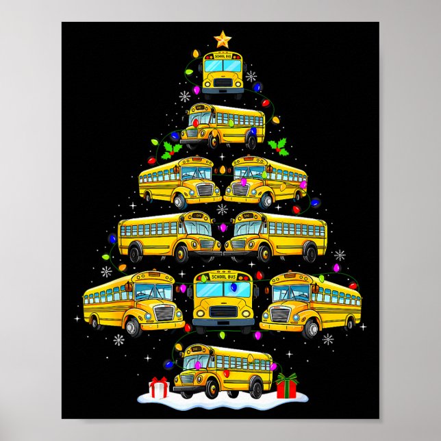 Póster School Bus Christmas Tree Funny Santa Bus Driver P (Frente)