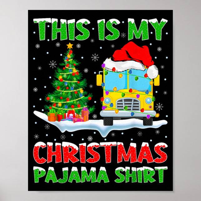 Póster School Bus Xmas Tree Lights This Is My Christmas P (Frente)