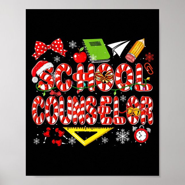 Póster School Counselor Christmas Candy Canes Lover Funny (Frente)