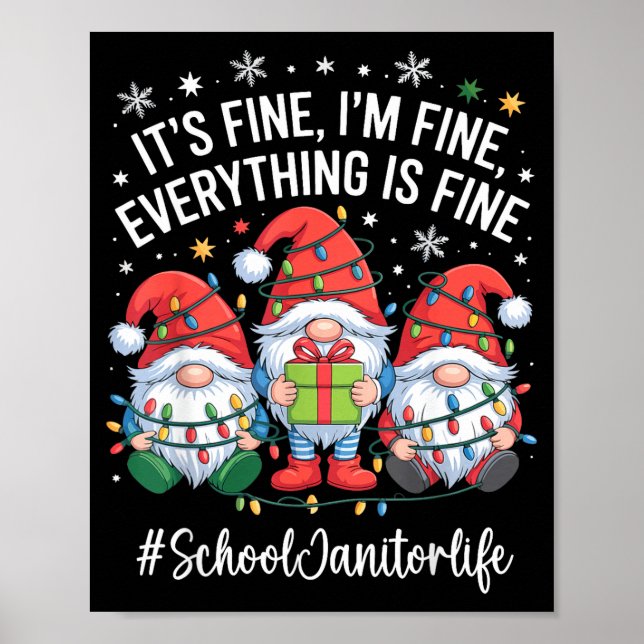Póster School Janitor Gnome Everything Is Fine Funny Chri (Frente)