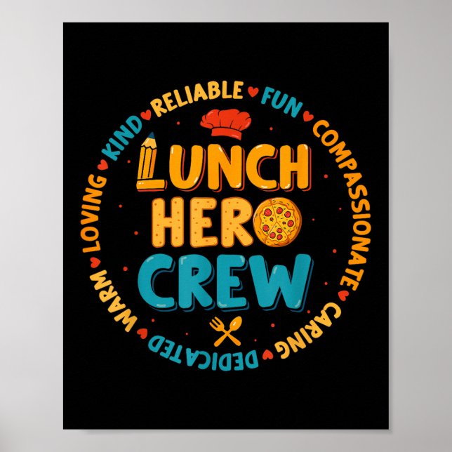 Póster School Lunch Hero Squad Funny Cafeteria Workers Cr (Frente)