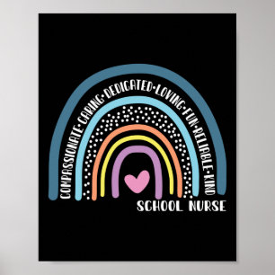 Póster School Nurse Compassionate Caring Dedicated Loving