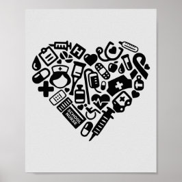 Póster School Nurse Medical Icons; Healthcare