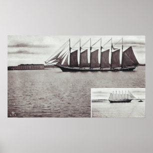 Póster Schooner 6-Masted que pasa las gargantas del